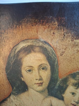 Cuadro Virgen con Niño Murillo Madera Siglo XIX-XX