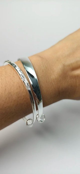 Pulsera rígida plata labrada