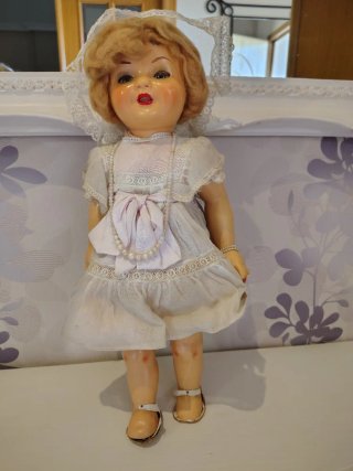Muñeca colección. Años 40 Vestido Novia o comunión