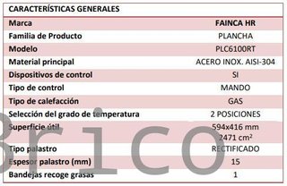 Plancha Gas Acero Rectificado Serie 100 - PLC6100RT