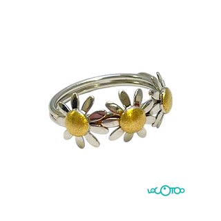 Anillo Oro 18kt Bicolor Flores 2,77g