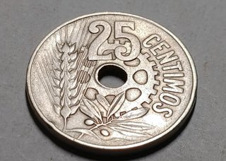 Moneda 25 céntimos 1934 Mujer Ramo Olivo España
