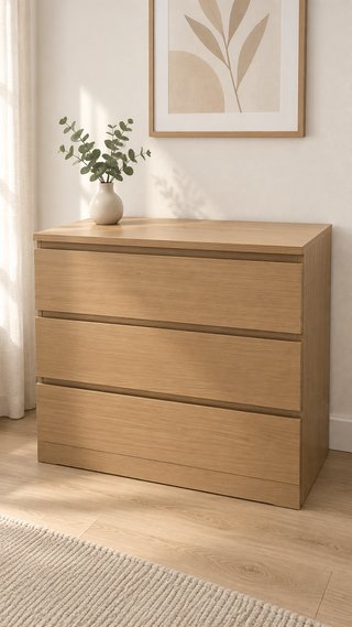 Cómoda IKEA MALM 3 cajones roble claro
