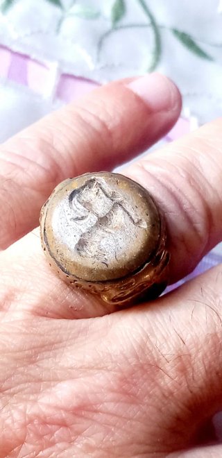 Anello sigillo afghano vintage misura 18,5