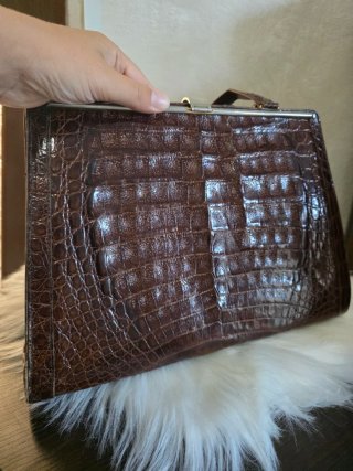Borsa vintage in pelle di coccodrillo