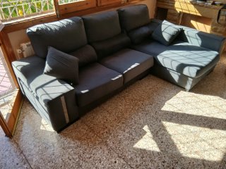 Sofá chaise longue gris 3/4 plazas