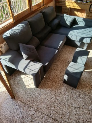 Sofá chaise longue gris 3/4 plazas