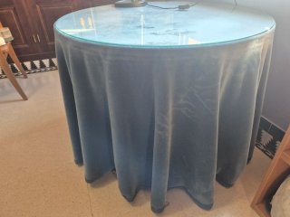Mesa camilla cristal y terciopelo gris