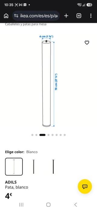 Patas de mesa Ikea metal/plástico