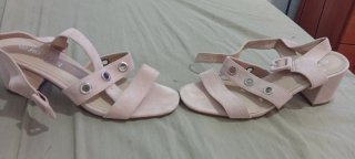 Zapatos de tacón beige/rosa talla 38