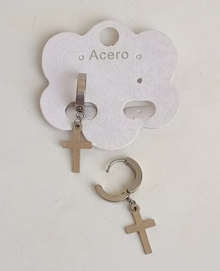 Pendientes aro con cruz de acero