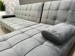 Sofá cama gris 198cm terciopelo