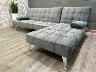 Sofá cama gris 198cm terciopelo