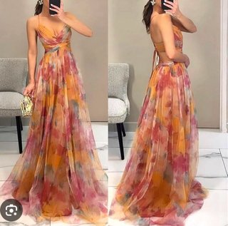 Vestido largo estampado mujer
