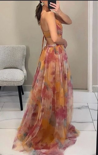 Vestido largo estampado mujer