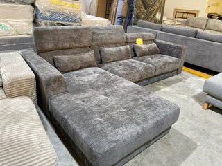Sofá cama tela gris y beige