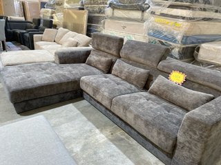 Sofá cama tela gris y beige