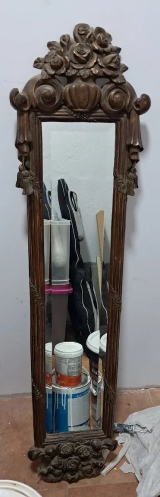 Espejo antiguo madera tallada