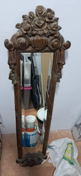 Espejo antiguo madera tallada