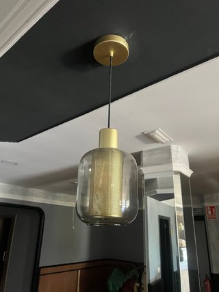 Lámpara colgante hierro dorado y cristal