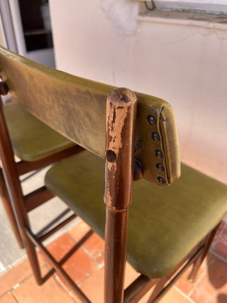 Sillas vintage madera tapizado verde
