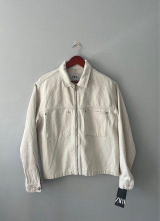 Cazadora Worker Beige Zara Nueva Cremallera