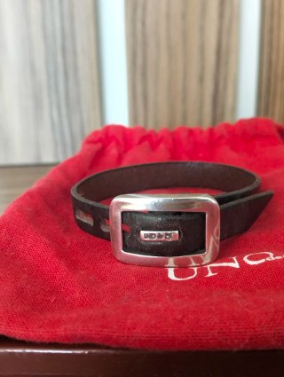 Pulsera Uno de 50 Cuero Marrón Hebilla Plata