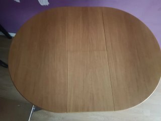 Mesa redonda de madera extensible