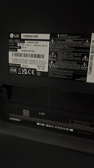 TV 75 Pantalla Rota. Viene en su caja