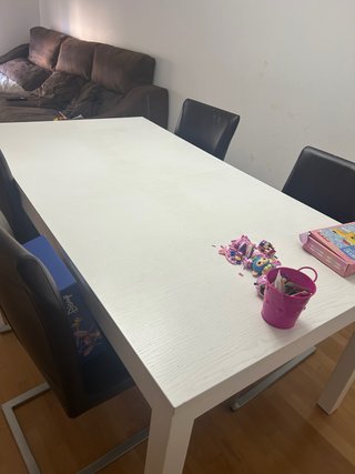 Mesa comedor extensible blanca 180cm