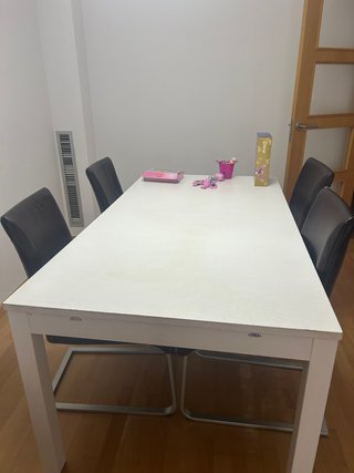 Mesa comedor extensible blanca 180cm
