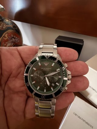 Relógio Emporio Armani World Explorer Verde Novo
