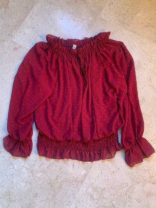 Blusa burdeos volantes plumeti talla única