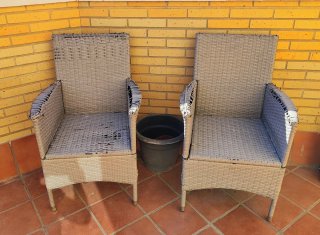 Juego 2 Sillas Terraza Ratán (Para Reparar)