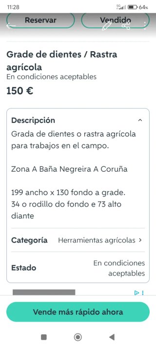 Grada de dientes Rastra agricola