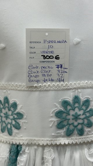 Vestido Comunión Talla 10 Estampado Verde
