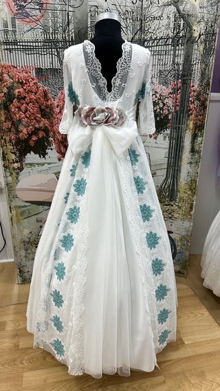 Vestido Comunión Talla 10 Estampado Verde