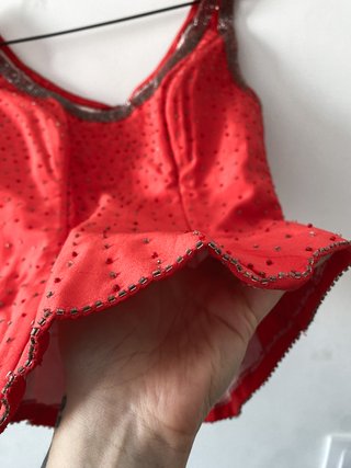 Corsé Vintage Rojo Hecho a Mano con Abalorios