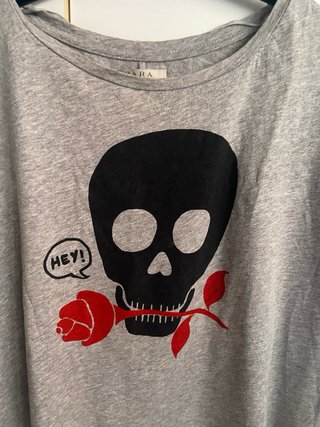 Camiseta Zara Calavera Rosa Hey!