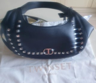 Borsa Twinset nera borchie argento
