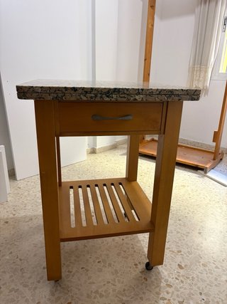 Mesa auxiliar cocina piedra y madera