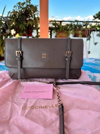 Borsetta Coccinelle tracolla grigio taupe oro