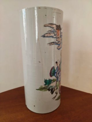 Cinese Antico vaso porta pennelli decorato