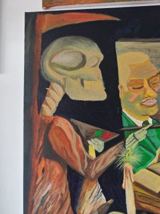Cuadro al óleo con calaveras