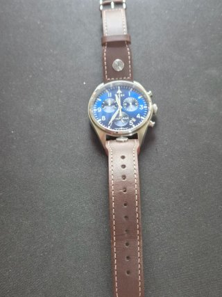 Reloj Timex Pan Am Cronógrafo Azul Correa Marrón