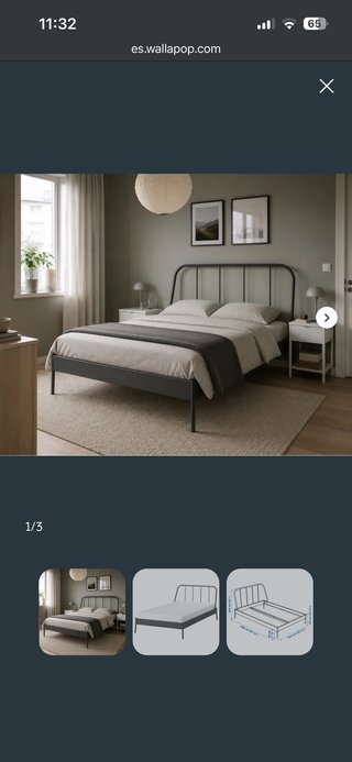 Cama IKEA KOPARDAL 160x200 Metal Gris