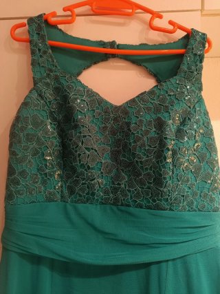 Vestido largo fiesta verde azulado