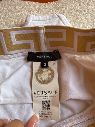 Slip Versace donna bianco con banda oro