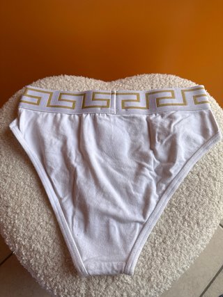 Slip Versace donna bianco con banda oro