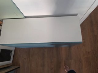 Mueble de almacenaje Ikea blanco y verde azulado